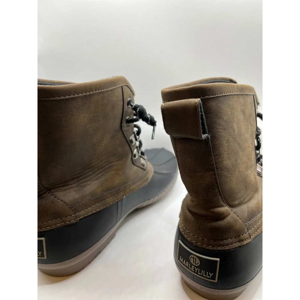 Marleylilly Womens Duck Boots Brown Black Size 6 Water Resistant Lace Up